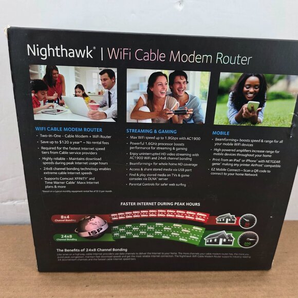 NETGEAR Nighthawk AC1900 WiFi DOCSIS 3.0 Cable Modem Router (C7000) - Picture 4 of 7